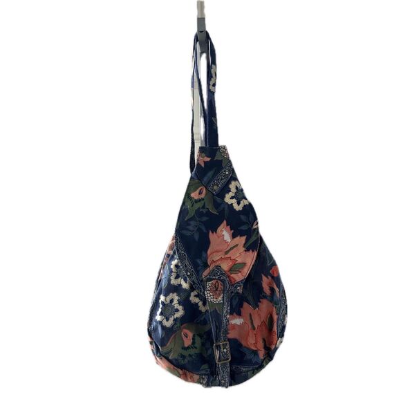 Handprint NYC/Seattle Vintage 100% Cotton Floral Sling Buckle Strap Backpack Bag - Picture 1 of 7